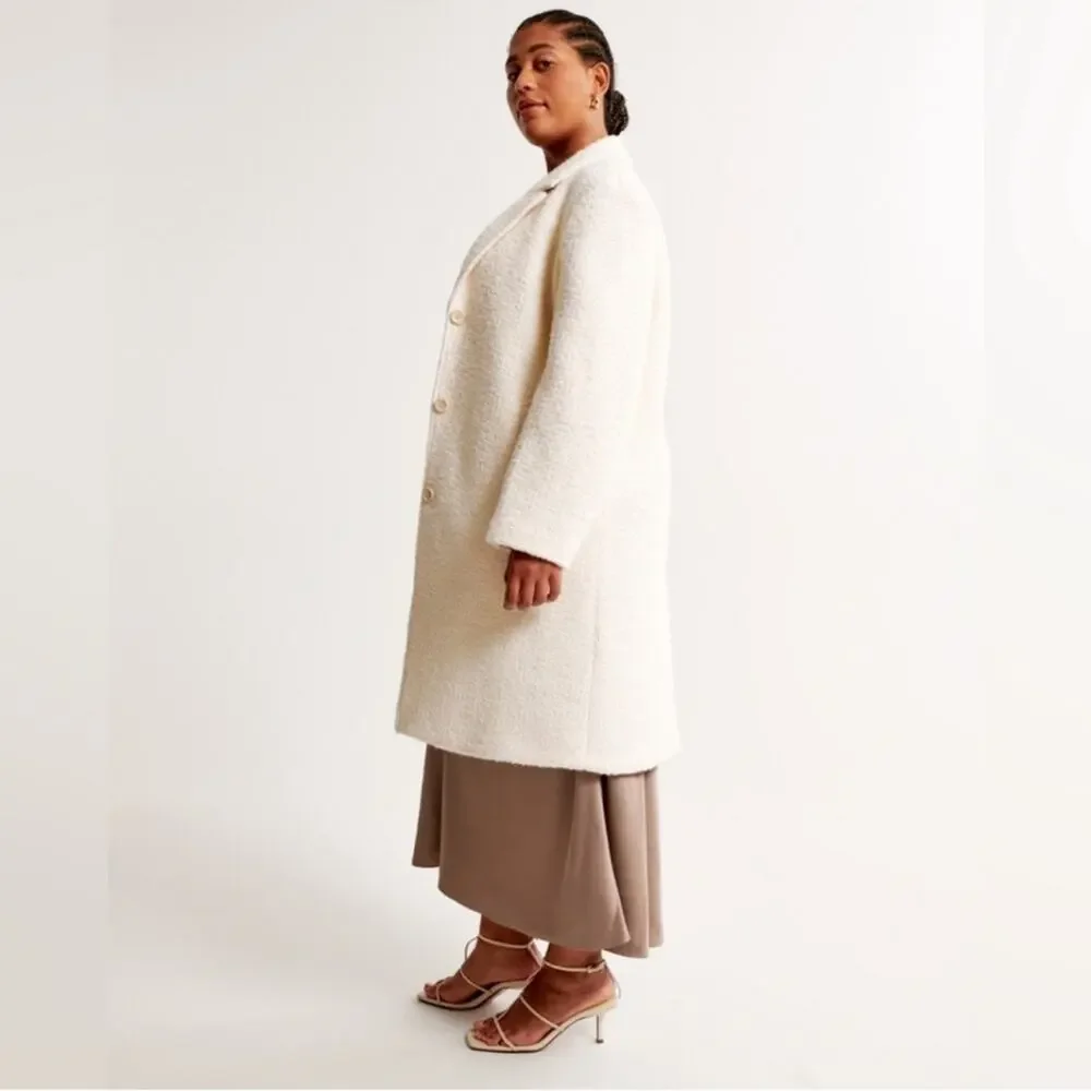 Abercrombie Ivory Wool Blend Dad Coat